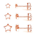 3 Pairs 925 Sterling Silver Star Stud Earrings for Women,Tiny Simple Geometric Stud Earrings Set Small Hypoallergenic Cartilage Tragus Ear Jewellery for Men (3/4/5mm) - color: 10 Rose Gold-3Pairs-3/4/5mm