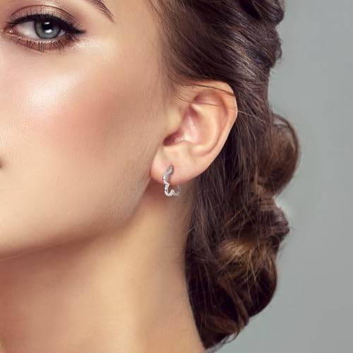 NARMO 925 Sterling Silver Hoop Earrings for Women Hypoallergenic Lightweight Simple Huggie Hoop Earrings Twisted Hoop Earrings Colorful Cubic Zirconia Hoop Earrings Rainbow Hoop Earrings - color: Flower Shaped