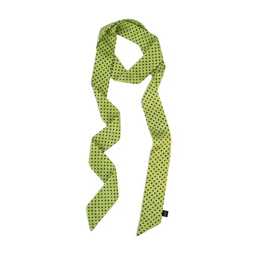 Long Thin Skinny Scarf Satin Neckerchief Ribbon Tie Waist Belt for Women - color: Dot Light Green