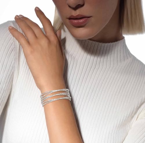 Rhinestone Bracelet for Women MultiLayer Crystal Cuff Bracelet Strand Layered Bracelet - color: Silver 5