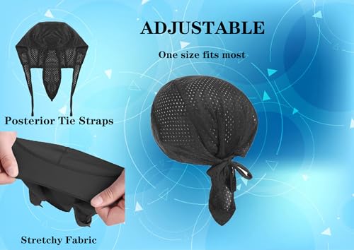 PURFUN Men Women Breathable Cycling Bandana Headscarf Adjustable Sweat Wicking Quick Dry Mesh Head Scarf Wrap Liner Skull Cap - color: Black+white