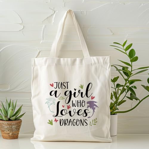 Canvas Tote Bag Aesthetic for Women,Reusable Canvas Cute Shoulder Bag for Grocery, Shopping, Beach & Daily Use - color: Dragon 1