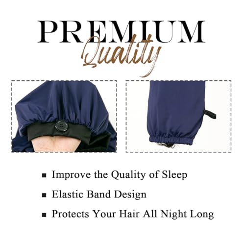 Bonnet for Braids, Braid Bonnets for Sleeping Women, Long Hair for Women, 2 in 1 Hair & Braids Protection - color: Navy Blue