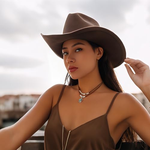 Western Necklaces Boho Layered Charm Necklace for Women Turquoise Beaded Choker Ox-head Pendant Necklace Western Jewelry for Women Cowgirl Accessories - color: Style-E