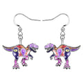 Enamel Alloy Dinosaur Fantasy Dragon Earrings Drop Dangle Unique Animal Jewelry For Women Dragons Gifts - color: Dinosaur Trex Violet
