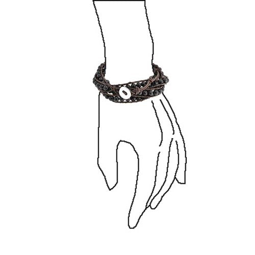 Bling Jewelry Unisex Two Tone Multi Strand Layered Link Chain & Bead 6MM Gemstone Tiger Eye Black Onyx Crystal Ball Beads Bracelet Teen Silver Tone Oxidized Stainless Steel Toggle Clasp Adjustable