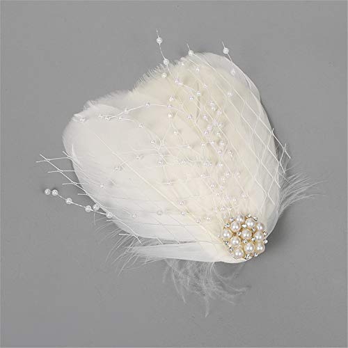 Fascinator Peacock Feather Hair Clips Flapper Headband Art Deco 20's Accessories for Women - color: 04white