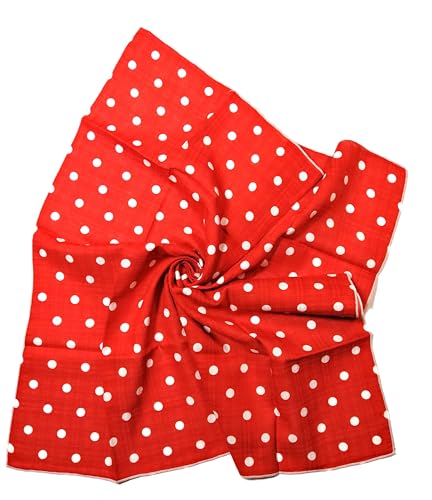 Shanlin Unisex Floral Cotton Square Scarf Bandanas 22x22 inch - color: Dots-red