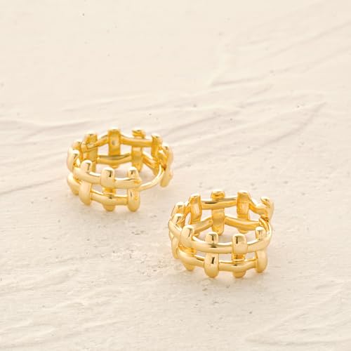 MYEARS Women Earrings Gold Huggie Hoop 14K Small Simple Hypoallergenic Everyday Jewelry - style: Braided