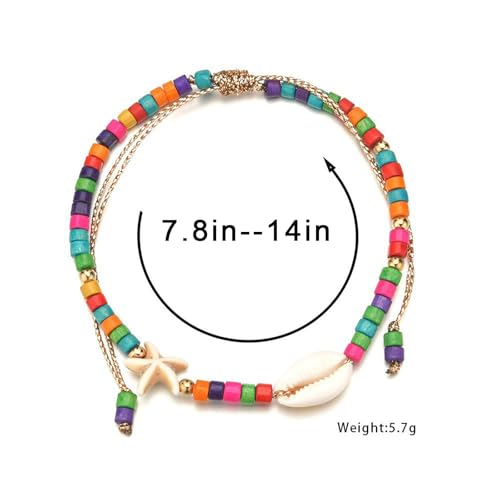 Starfish Ankle Bracelet for Women Elastic Heart Anklet Stretchy Waterproof Ankle Bracelet Colorful Beaded Anklet Boho Love Ankle Bracelet Silver Summer Beach Anklet Jewelry Accessories - color: othera