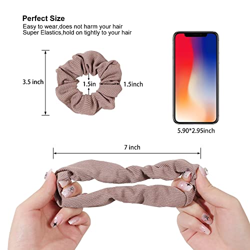Ivyu Scrunchie, Big Cotton Scrunchies for Women's and Girls, Brown Service, 4 Count, for All Hair Types, No Crease or Damage - color: Brown Serice