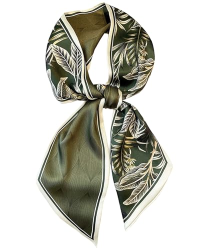 Purse Scarf For Handbags Head Scarves For Women's Hair Bags Scarfs Long Skinny Scarves Fashion Silky - color: A10-green Feather