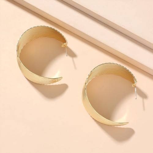 Large Hoop Earrings Lightweight Chunky Earrings for Women Chunky Earrings Big Hoop Earrings for Wedding - style: Dangle-Gold-02