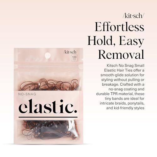 Kitsch Hair Ties No Damage for Kids, Teens and Women - Rubber Bands for Hair Styling | No Snag Hair Elastics | Daily Hair Accessories | Ideal Gifts for Women - 500pcs (Brown) - color: Brown, size: 500 Count (Pack of 5)