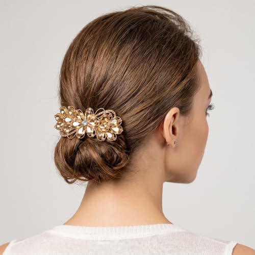 Joez Wonderful Rhinestone Hair Barrettes for Women, Champagne | Sparkly flower hair pin accessories, non-slip, alloy made, for weddings, birthdays, parties, engagements, balls, brides - color: Rhinestone Butterfly Champagne B