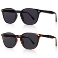 DrRelax Retro Sunglasses Womens Trendy Round Polarized Shades Sun Glasses - color: 2 Pack-black/Tortoise Grey