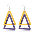 ANXIN Boho Personality Retro Tassel Rectangular Wooden Contrasting colors Earrings Chic Green Temperament Geometric Earrings Jewelry Gifts For Women - color: Yellow Purple Wooden Earrings