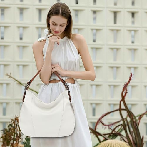 TANTOMI Hobo Bags Purses for Women, Women's Crossbody Handbags and Shoulder Bag, Multi-Pocket Large Hobo Purse - color: White