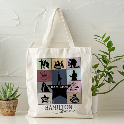 Canvas Tote Bag Aesthetic for Women,Reusable Canvas Cute Shoulder Bag for Grocery, Shopping, Beach & Daily Use - color: In My Hamilton Era