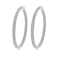 CiNily Mult-colors Crystal Stainless Steel Hoop Earring for Women Hypoallergenic Jewelry for Sensitive Ears Large Big Hoop Earrings 2" - color: Clear White