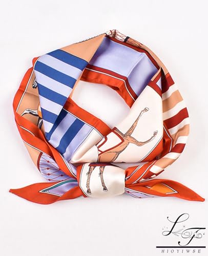 Hioyiwse Head Scarf Hair Neck Scarves For Women Purse Bag Scarfs For Handbags Silky Long Thin Satin Headscarf Fashion - color: B16-the Running Horse