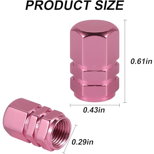 alpmosn Aluminum Tire Stem Valve Caps Wheel Valve Covers Car Dustproof Tire Cap Cover Accessories, Universal for SUV, Car, Bike and Motorcycle，Hexagon Shape (Pink) - color: Pink