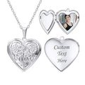 U7 Women Locket Necklace Platinum 14K Gold Photo Lockets that Hold Picture,Chain 20 Inch Personalized Gift Custom Love Heart Image Necklaces - color: 02# Platinum*Flower Grain