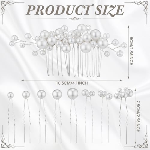 Geosar 9 Pcs Wedding Hair Accessories Pearl Hair Pins Women Vintage Hairs Piece Bridal Accessories for Bride Bridesmaids(Silver,Elegant Style) - color: Silver, style: Elegant Style