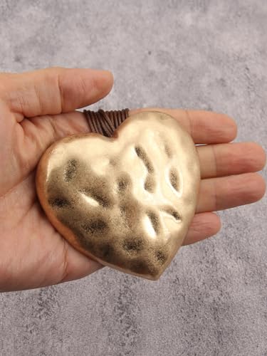 GelConnie Long Necklaces for Women Boho Large Pendant Necklace Casual Bohemian Brown Leather Choker Sweater Circle Statement Stone Necklace - style: Heart Pendant Necklace