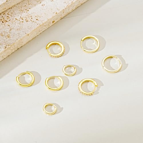 JINEAR 4 Pairs Gold Hoop Earrings Set for Women, 14K Plated Chunky Gold Hoop Earrings Dainty Simple Gold Earrings Hypoallergenic Non Tarnish Small Hoop Earrings Cartilage Earrings Jewelry Gift - color: 4 Pairs Hoop Earrings-C