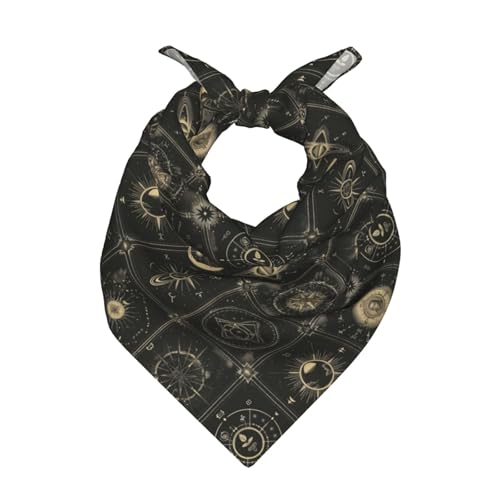 Head Scarf Hair Neck Scarves for Women Fashion Silk Satin Purse Bag Scarfs Handbags Bandana Neckerchief - color: Black Gold Goth Constellation