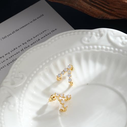 Gold Silver Earrings For Women,14K Gold/Silver Plated Hypoallergenic Stud Earrings For Women Trendy ,Minimalist Simple Unique Gold Silver Diamond Cubic Zirconia Stud Earrings Dainty Cute Jewelry Gifts - style: Diamond Stud-Gold
