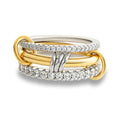Gold Stackable Rings for Women Non Tarnish, 18k Gold Plated Cubic Zirconia Rings, Silver Gold Multi Ring Mixed Metals Stack Rings Set - color: 2 stones rings, size: 8