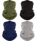 ROXUN 4 Pack Neck Gaiter, Cooling Breathable Face Mask UV Protection Scarf Hiking Bandana for Men/Women - color: Black+light Gray+navy+army Green