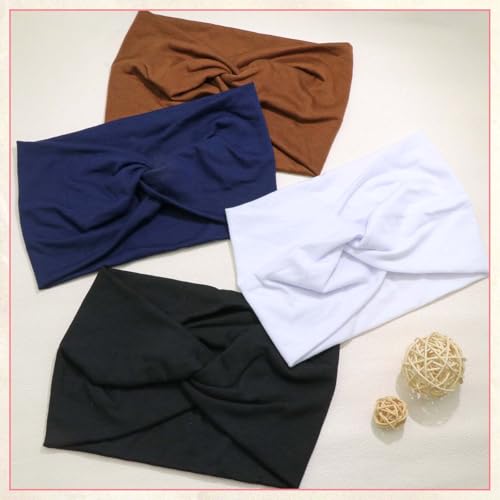 4 Pack Bandana Headbands for Women Large Turban Head Wraps Wide Headband Twist Knot Head Band Scarf Criss Cross Cute Hairband Workout Hair Wrap Fashion Turban Headband for Women’s Hair - color: Style 116