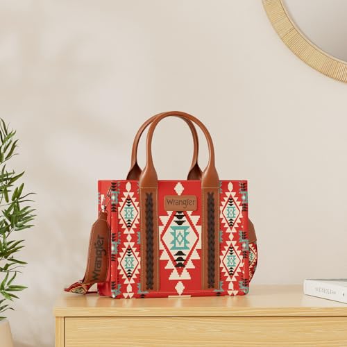 Wrangler Aztec Tote Bag for Women Boho Shoulder Purses and Handbags - color: Angel Diamond Burgundy (Guitar Strap)