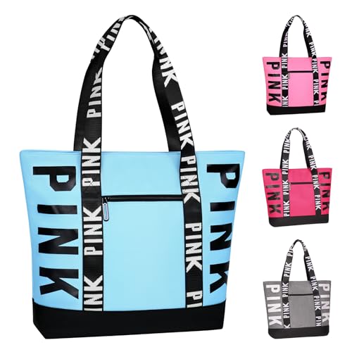 Boomistry Travel Tote Bag for Women, Large Waterproof Beach Bag for Daily | Large - color: Sky Blue