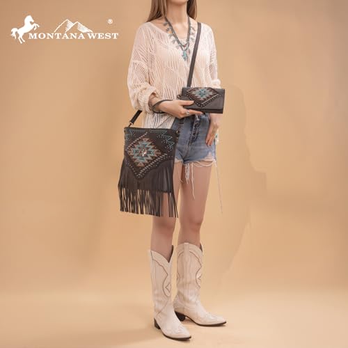 Montana West Western Crossbody Bag Purse for Women - color: Black
