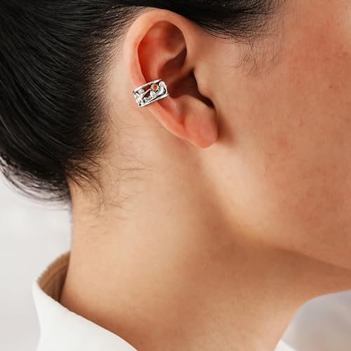 CHIC & ARTSY 925 Sterling Silver Ear Cuffs for Women, Non Piercing Clip On Cartilage Cuffs, Adjustable Fake Conch & Helix Earrings, Gold Plated & Oxidized Various Styles - color: ear cuff #29