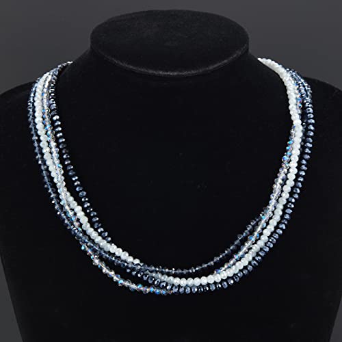 Noessla Beaded Statement Necklaces for Women Layered Chunky Bead Necklace Fashion Costume Jewelry Gifts for Mom - color: 029-Blue