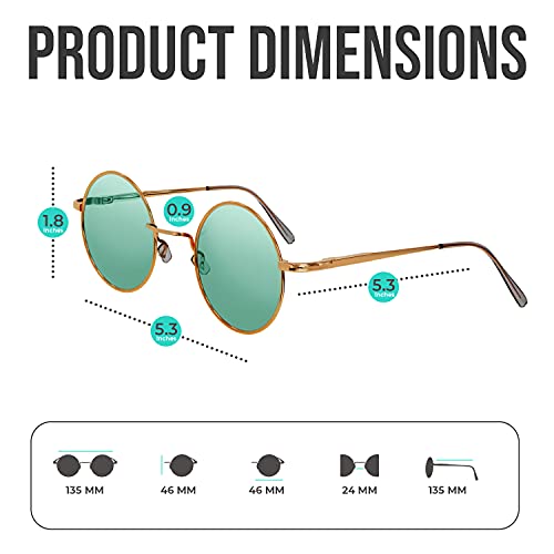 Retro Round Sunglasses Small Colored Lens Hippie Glasses - style: Green