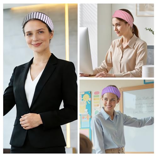 BLMHTWO 5PCS Striped Headbands for Women, Stretchy Elastic Head Bands Soft Fabric Hair Bands Wide Non Slip Head Band for Girls Work Out Yoga Fashion Running Sports