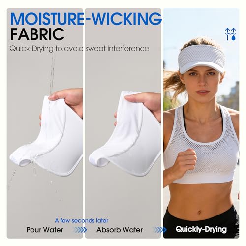 AUSFLUG Sun Visor Hat Men Women - Wide Brim Quick Dry Adjustable Cap, Lightweight for Golf Tennis Pickleball Beach - color: White