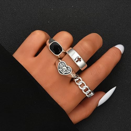 FAXHION 24-60 Pcs Gold Stackable Rings for Women, Knuckle Rings Chunky Gold Ring Set Dainty Stacking Cute Rings, Multiple Sizes Cute Jewelry Set Gift - style: Halloween skeleton