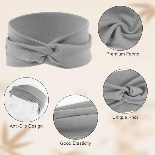 6 Pack Headbands for Women, Wide Stretchy Head Wraps, Soft Vintage Fashion Hair Bands for Women's Hair, Non-slip Head Bands Boho Knotted Head for Sports, Yoga, Skincare, Outdoor Occasions - color: #A - 6pc