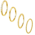 WEDDINEN 4PC Gold Rings for Women, S925 Sterling Silver 14k Gold Filled Plated Stackable Thin Thumb Ring Set Cubic Zirconia Dainty Stack Gold Knuckle Rings Set Size 6-10 - color: Gold, size: 6