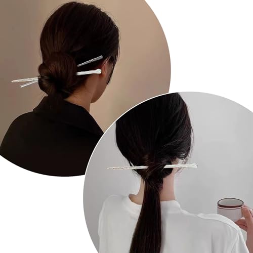 2PCS Alloy Hair Chopsticks Bun Chopsticks Hair Jewelry Abstract Minimalist Hair Chopsticks for Long Thick Hair