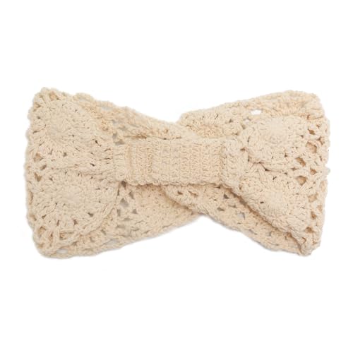 ZLYC Women Headband Handmade Crochet Knit Boho Flower Hair Bands (Twist Knotted Beige) - color: Twist Knotted Beige