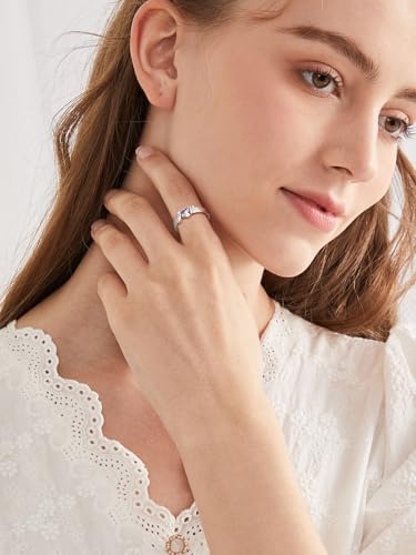 Custom4U Personalized Mothers Ring with 1-5 Birthstones Names Engraved 925 Sterling Silver/14K White Gold Plated Birthstone Rings for Women Promise Ring Birthday Jewelry Gifts for Mom Grandmother Wife - color: 1 Birthstone Ring (Engraved)