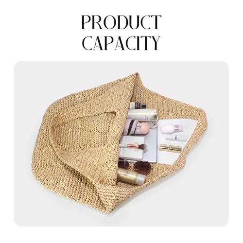 Beach Bags for Women,Summer Soft Large Woven Shoulder Handbags Boho Straw Tote Bags for Travel Vacation 2026 - color: Beige